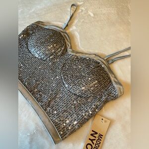 Madden NYC Glitter Bra Cup Top